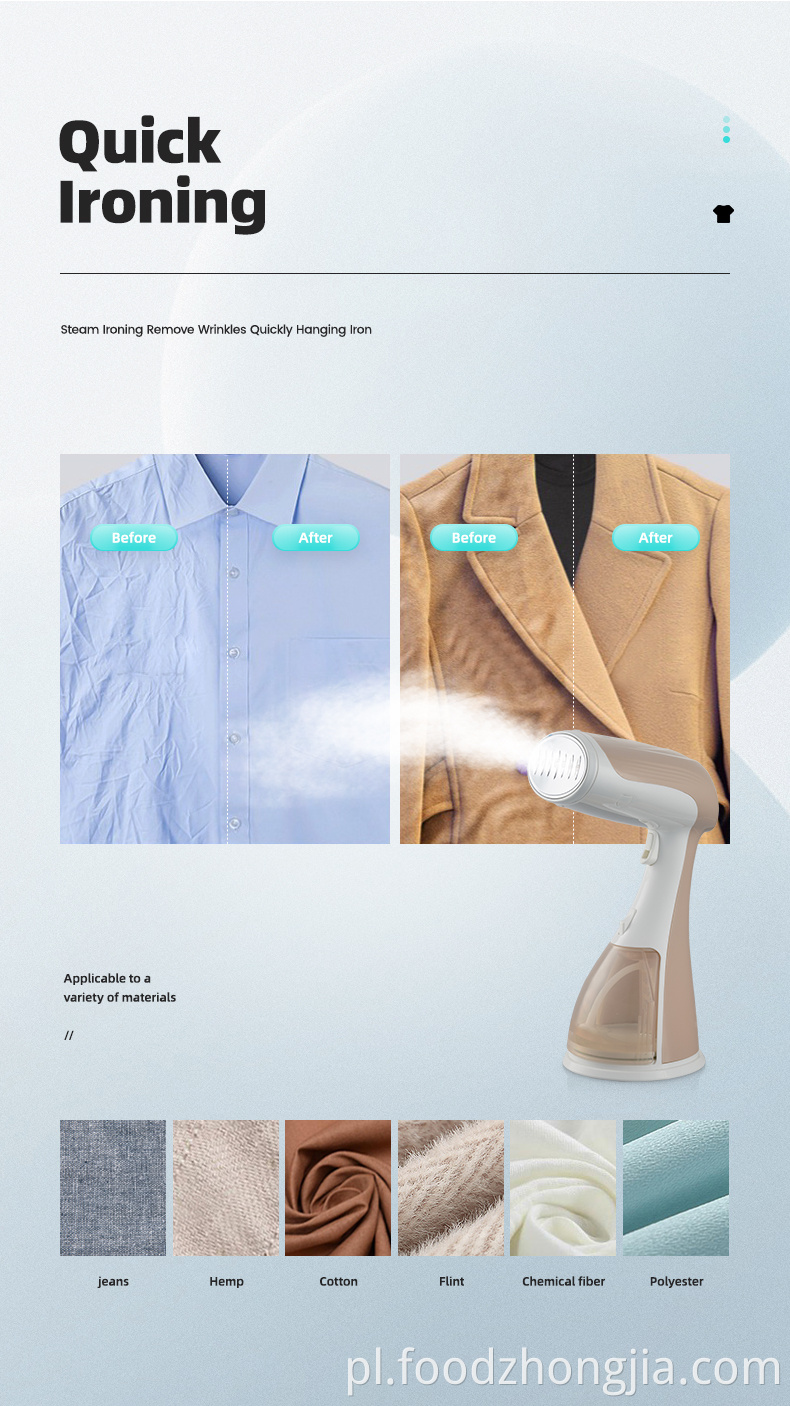 Pionowy tkanina do parowca parowiec 1500 W żelazny żelazny ręczny garbowiec